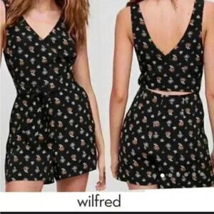 Aritzia Wilfred Ecoulement Black Floral Wrap Romper